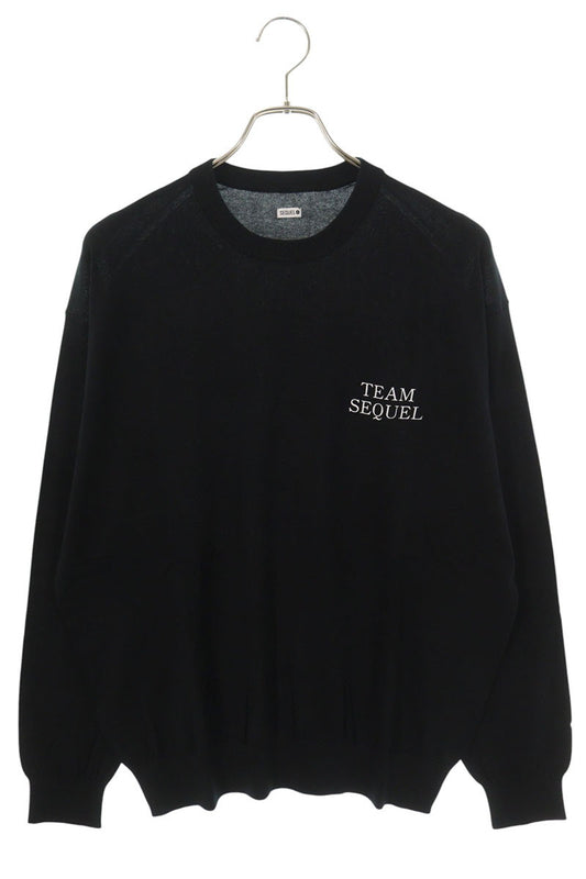 SEQUEL 25AW Logo Print Cotton Knit Sweater Black Size XL