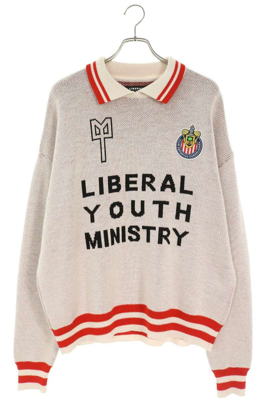 Liberal Youth Ministry Collared Wool Knit Red/White Size S