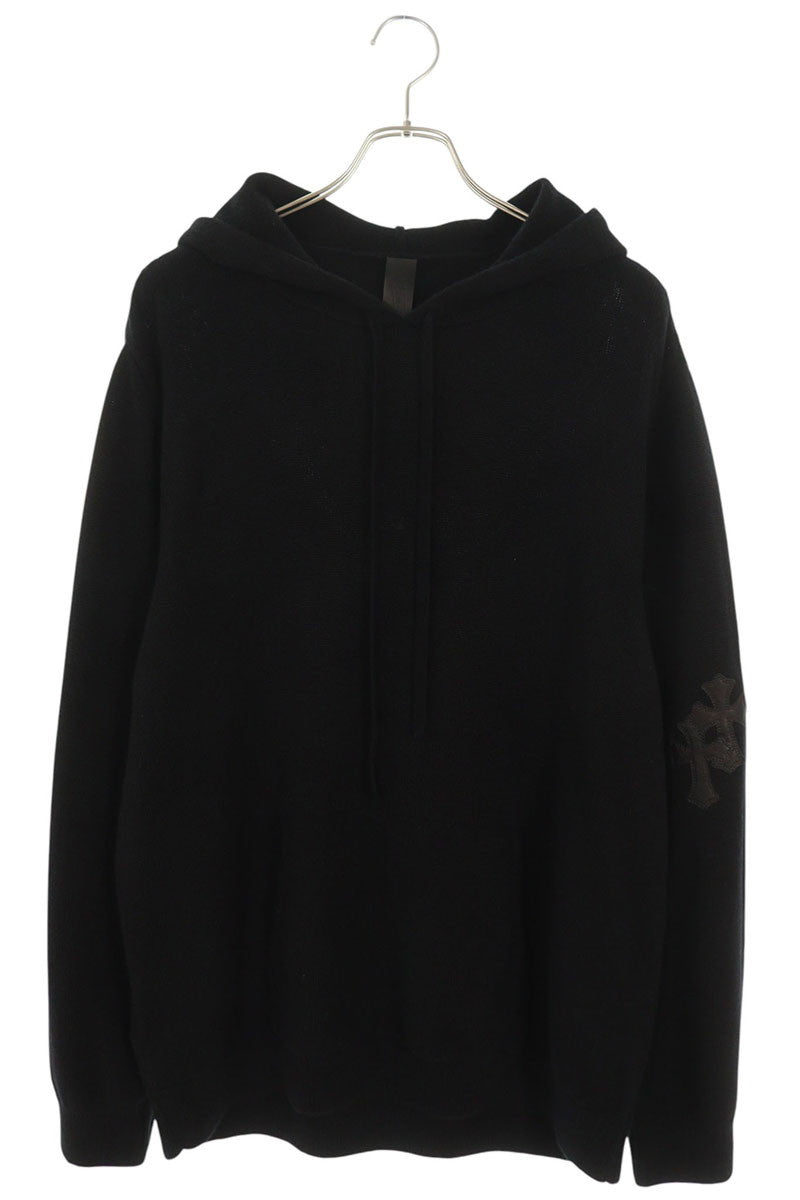 Chrome Hearts CH Cross Leather Patch Cashmere Hoodie Size XL