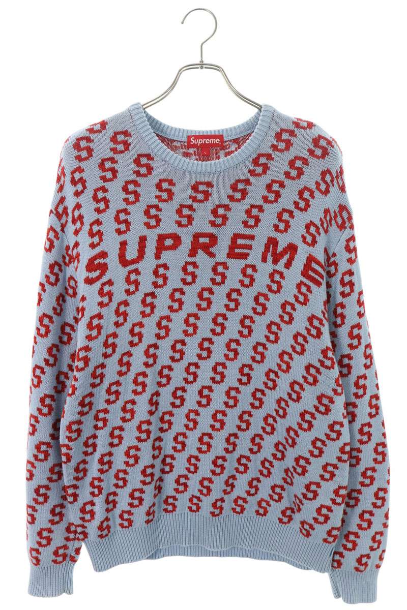 SUPREME SS21 S Repeat Jacquard Crewneck Sweater Size L