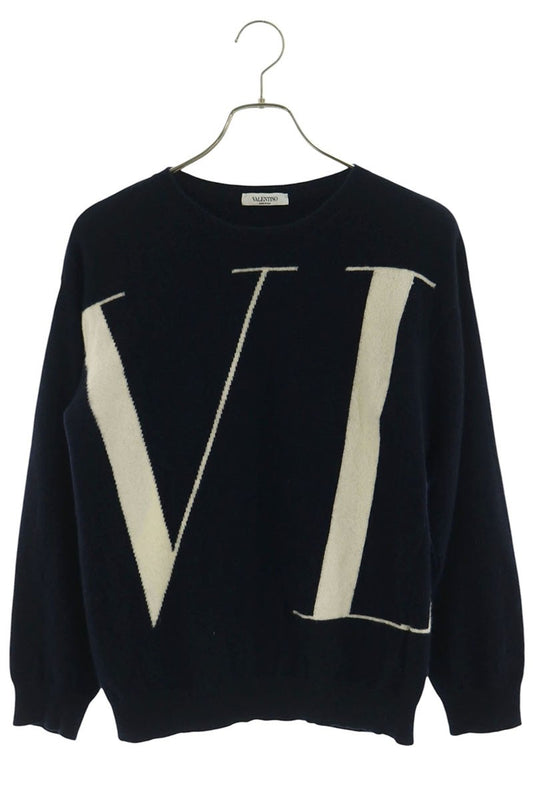 VALENTINO Logo Cashmere Knit Sweater Multi Size XL