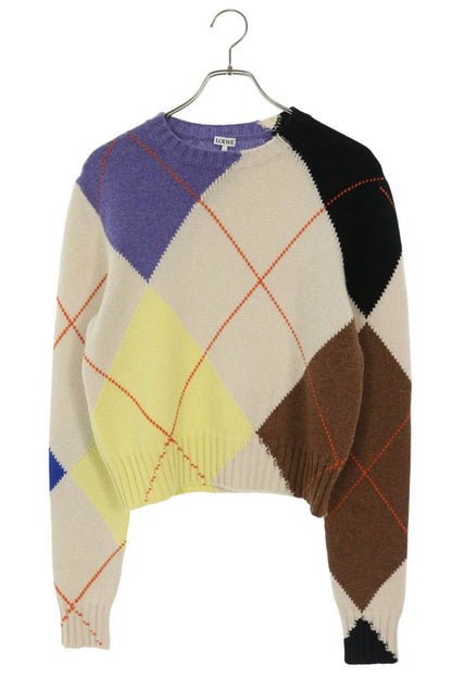 LOEWE Anagram Embroidered Argyle Sweater Multi Size XS