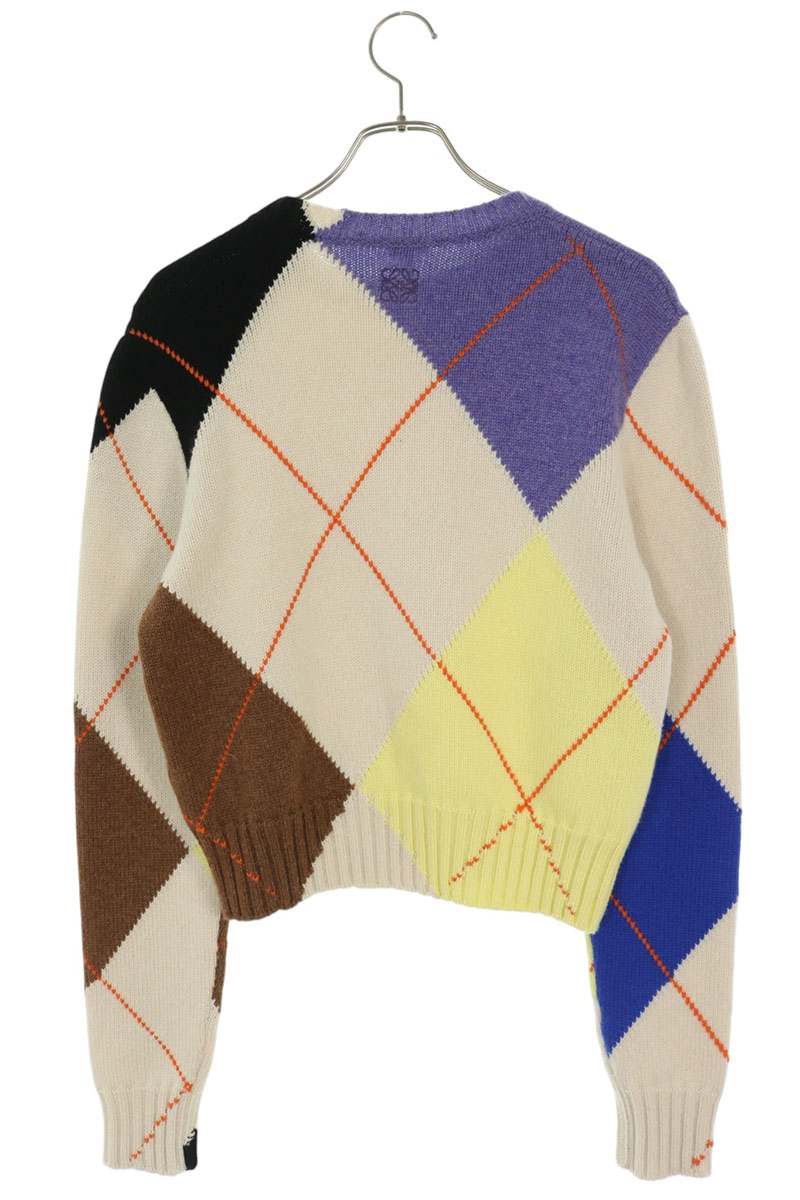 LOEWE Anagram Embroidered Argyle Sweater Multi Size XS