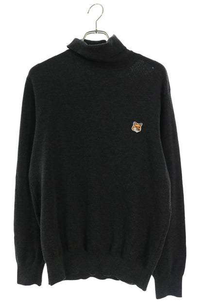 MAISON KITSUNE Wool Embroidered Patch Knit Gray Size XL