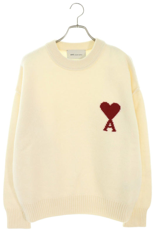 AMI Alexandre Mattiussi Heart Crewneck Knit Beige Size M