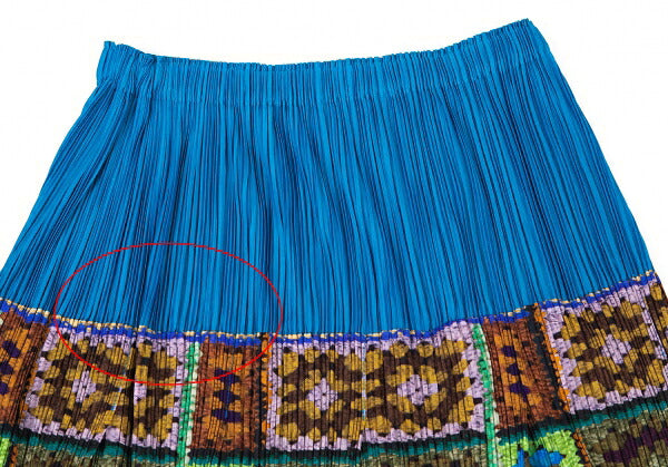 PLEATS PLEASE Lace Knit Print Pleated Blue Multi Skirt Size F