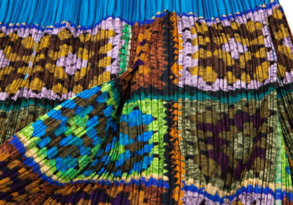 PLEATS PLEASE Lace Knit Print Pleated Blue Multi Skirt Size F
