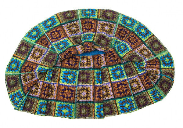 PLEATS PLEASE Lace Knit Print Pleated Blue Multi Skirt Size F