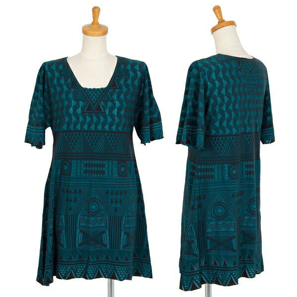 PLEATS PLEASE A-POC INSIDE Geometric Turquoise Blue Blouse Size 3