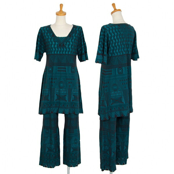 PLEATS PLEASE A-POC INSIDE Geometric Turquoise Blue Blouse Size 3