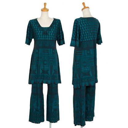 PLEATS PLEASE A-POC INSIDE Geometric Turquoise Blue Blouse Size 3
