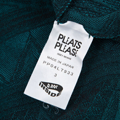 PLEATS PLEASE A-POC INSIDE Geometric Turquoise Blue Blouse Size 3