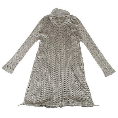 PLEATS PLEASE Shiny Mesh Zip Long Jacket Silver Size 3