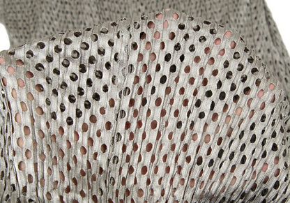 PLEATS PLEASE Shiny Mesh Zip Long Jacket Silver Size 3