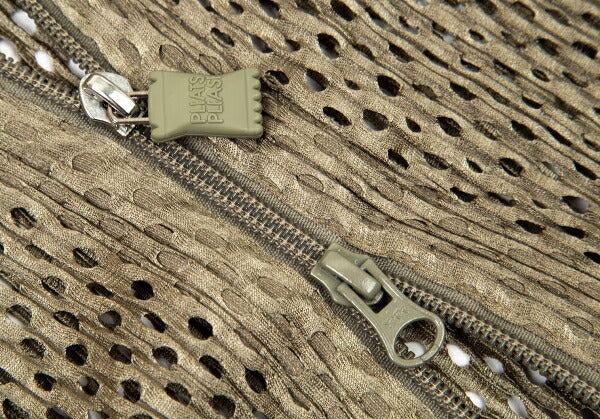 PLEATS PLEASE Shiny Mesh Zip Long Jacket Gold Size 3