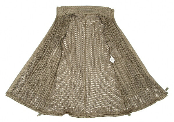 PLEATS PLEASE Shiny Mesh Zip Long Jacket Gold Size 3
