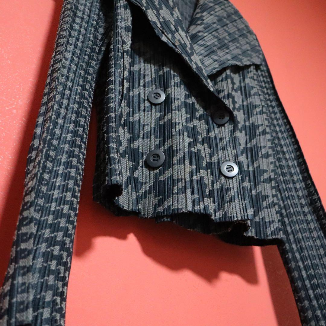 PLEATS PLEASE 15AW Gray Houndstooth Breasted P-Coat Size 3