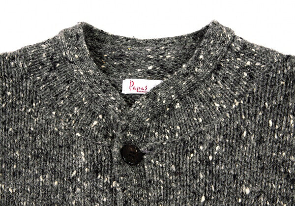 Papas Gray Wool Nylon Blend Marble Knit Cardigan Size L
