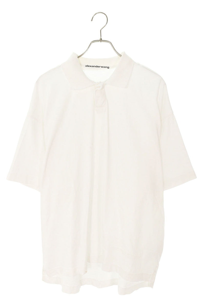 ALEXANDER WANG Embossed Logo Cotton Polo Shirt White Size M