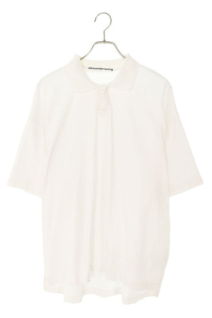 ALEXANDER WANG Embossed Logo Cotton Polo Shirt White Size M