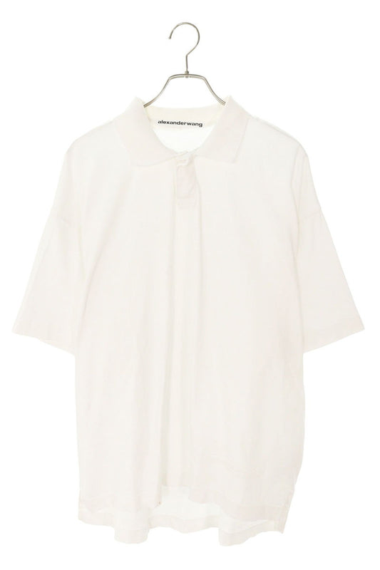 ALEXANDER WANG Embossed Logo Cotton Polo Shirt White Size M