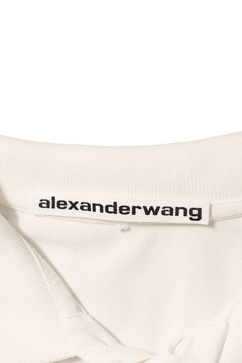 ALEXANDER WANG Embossed Logo Cotton Polo Shirt White Size M