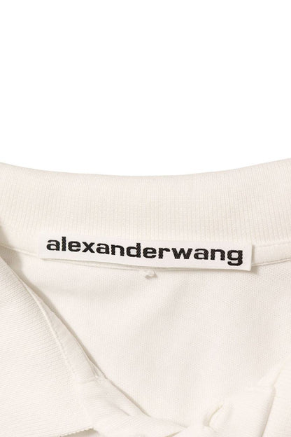 ALEXANDER WANG Embossed Logo Cotton Polo Shirt White Size M