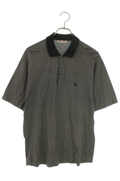 Loewe Embroidered Boarder Short Sleeve Polo Shirt Black x White Size S