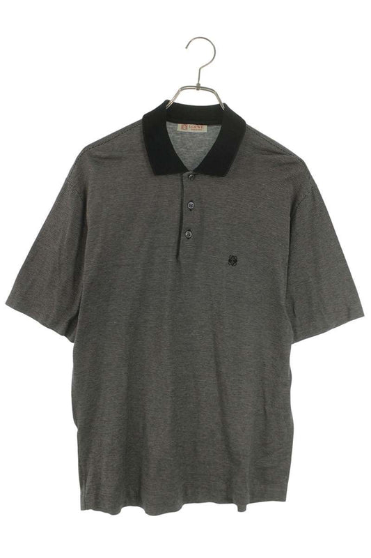Loewe Embroidered Boarder Short Sleeve Polo Shirt Black x White Size S