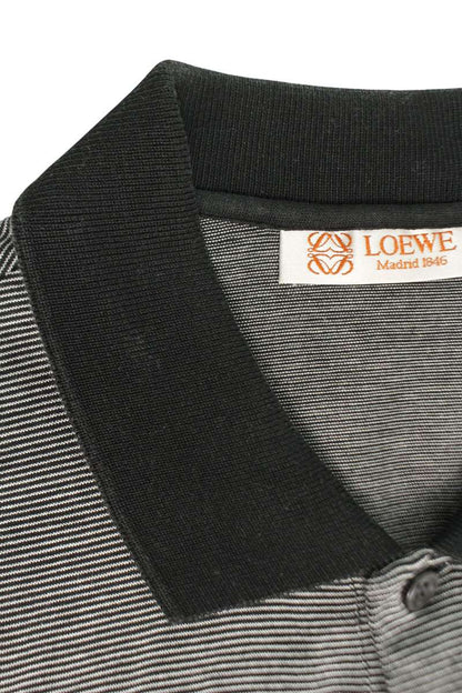Loewe Embroidered Boarder Short Sleeve Polo Shirt Black x White Size S