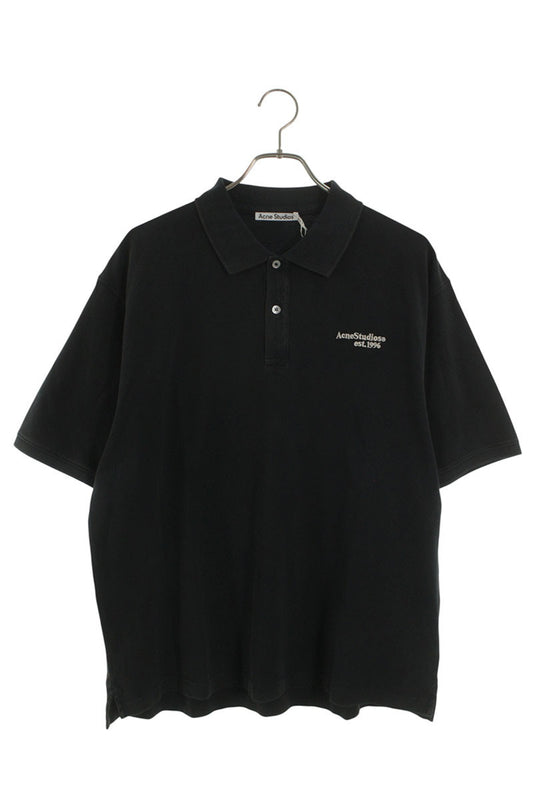 ACNE STUDIOS 26SS Washed Logo Polo Shirt Black Size S