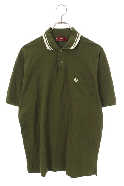 GUCCI Logo Embroidered Pocket Polo Shirt Olive Size XL
