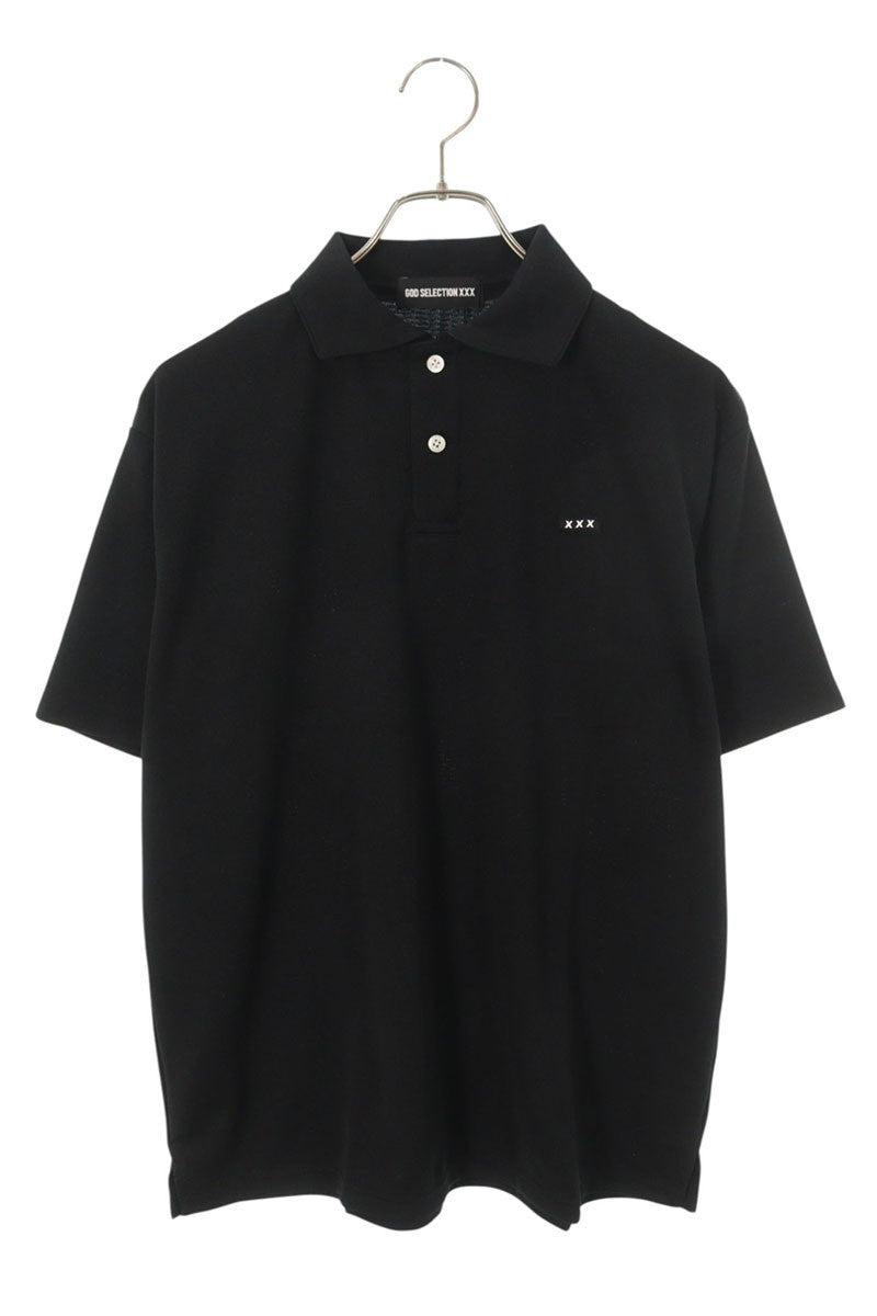 GOD SELECTION XXX Logo Patch Short Sleeve Polo Black Size S