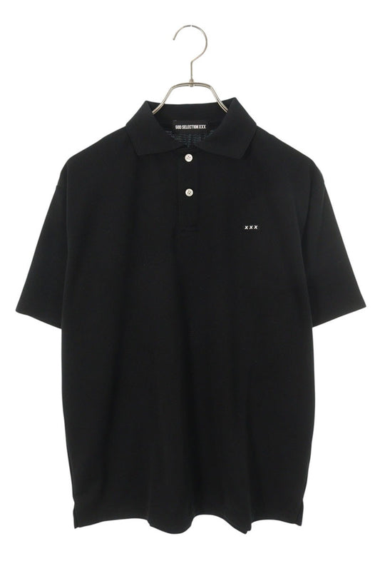 GOD SELECTION XXX Logo Patch Short Sleeve Polo Black Size S
