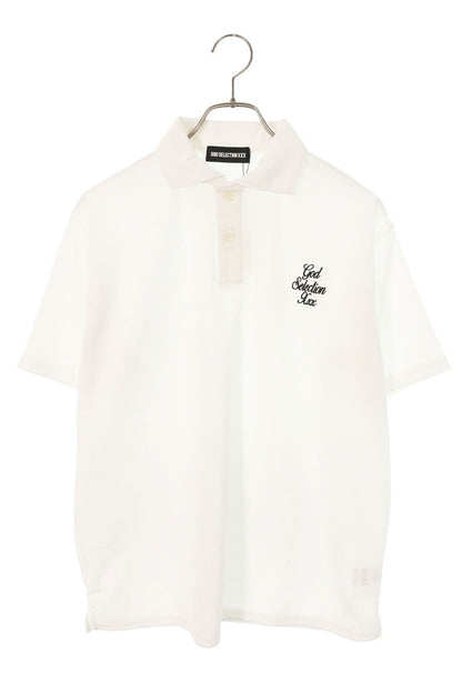 GOD SELECTION XXX Logo Embroidered SS Polo White Size S
