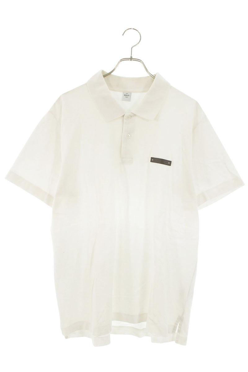 Berluti Leather Logo Patch Cotton Polo White Size 3XL