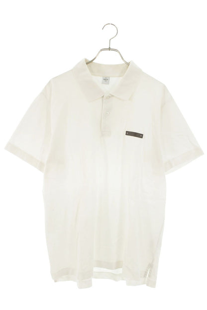 Berluti Leather Logo Patch Cotton Polo White Size 3XL