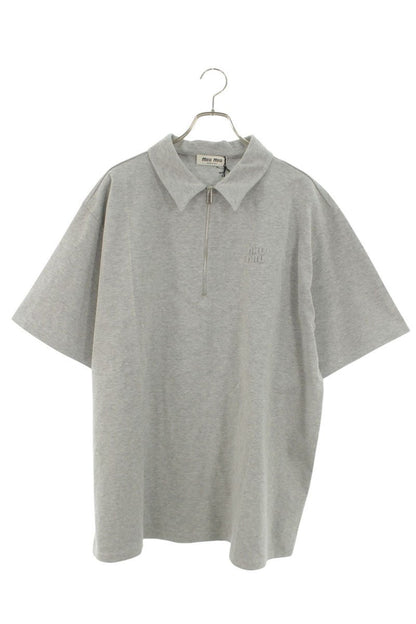 miumiu 26SS Half-Zip Logo Polo Shirt Gray Size S