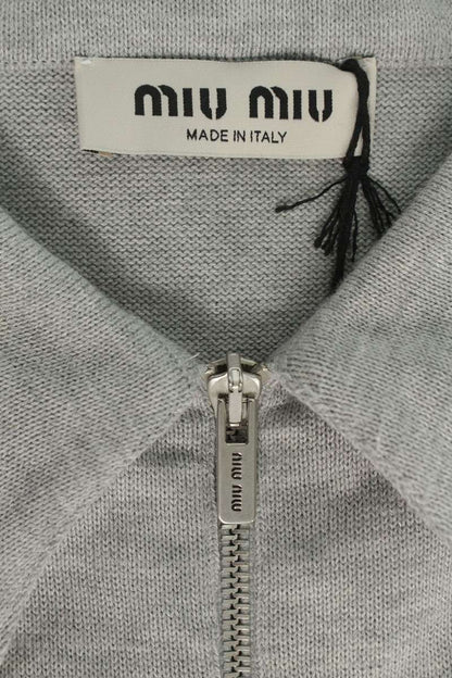 miumiu 26SS Half-Zip Logo Polo Shirt Gray Size S