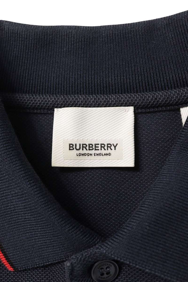Burberry Monogram Embroidered Polo Shirt Navy Size XS