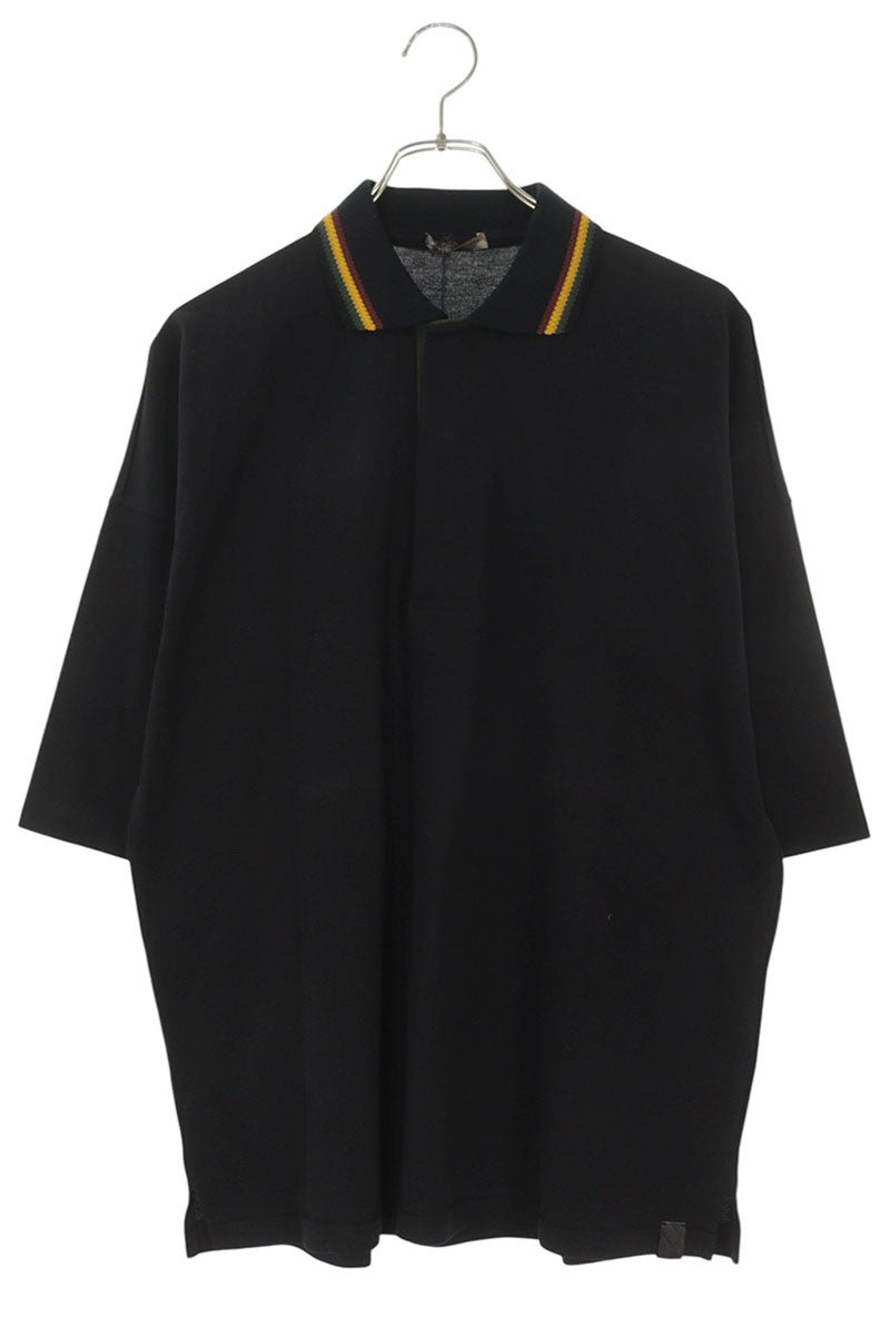 BOTTEGA VENETA Striped Snap Collar Polo Black Size S