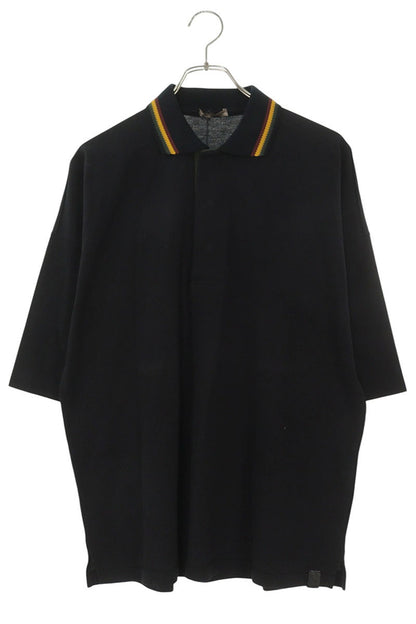 BOTTEGA VENETA Striped Snap Collar Polo Black Size S