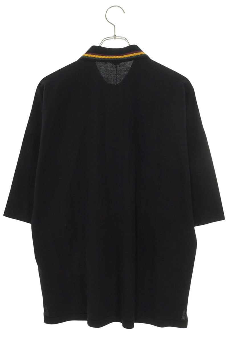 BOTTEGA VENETA Striped Snap Collar Polo Black Size S