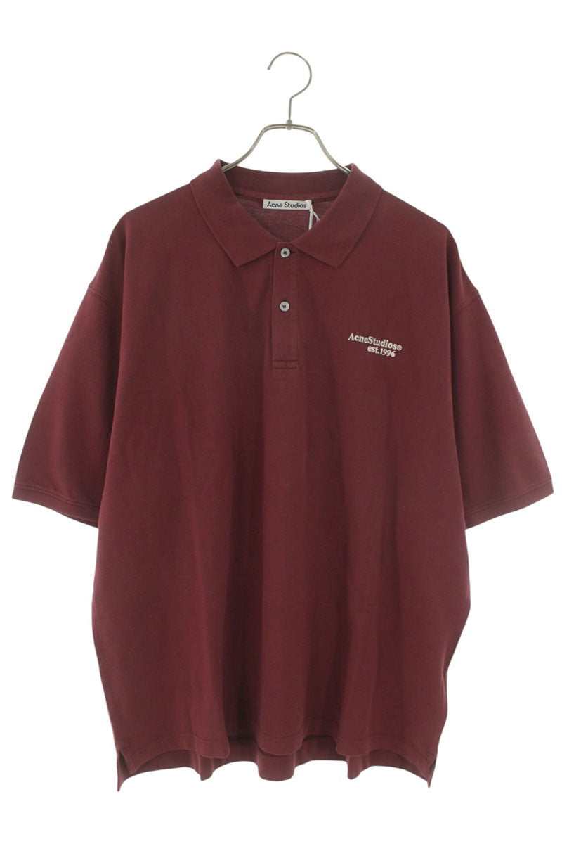 ACNE STUDIOS 26SS Cotton Logo Embroidered Polo Red Size M