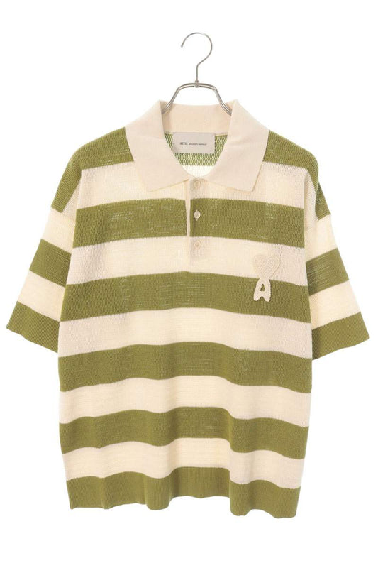 AMI Alexandre Mattiussi 26SS AMI de Coeur Stripe Polo Size L