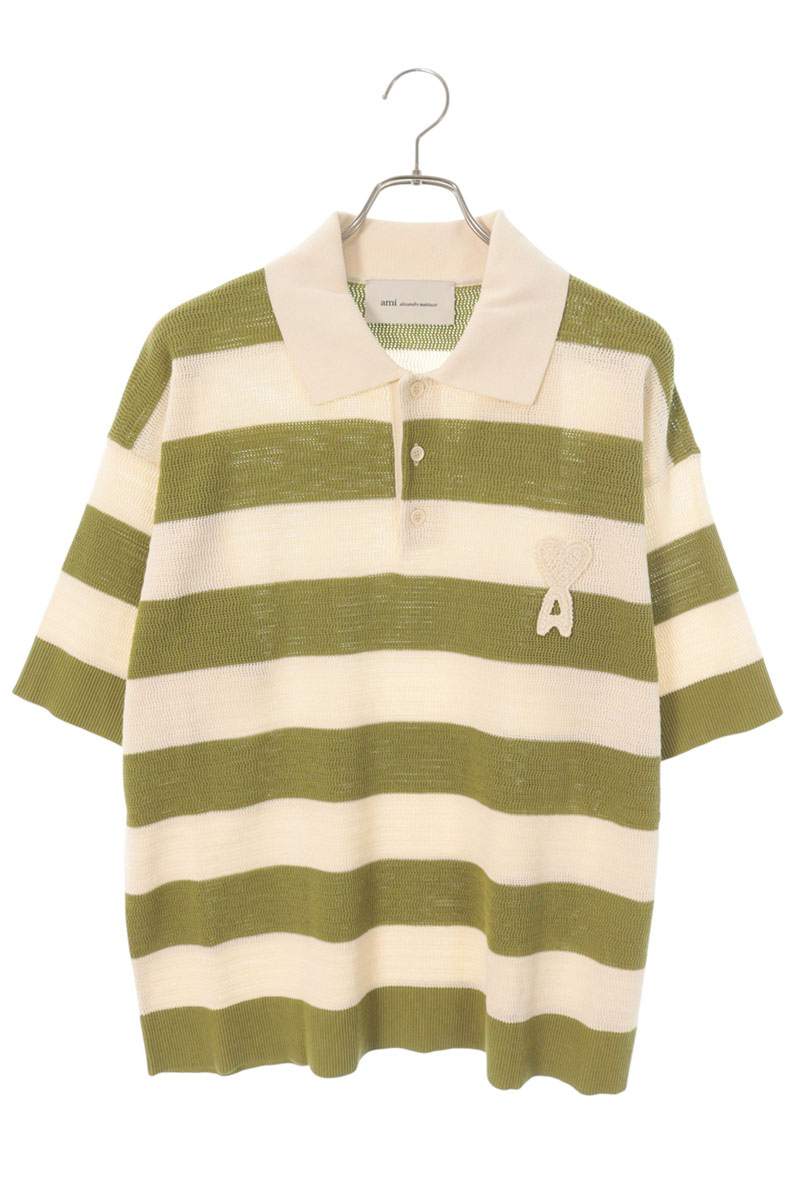 AMI Alexandre Mattiussi 26SS AMI de Coeur Stripe Polo Size M