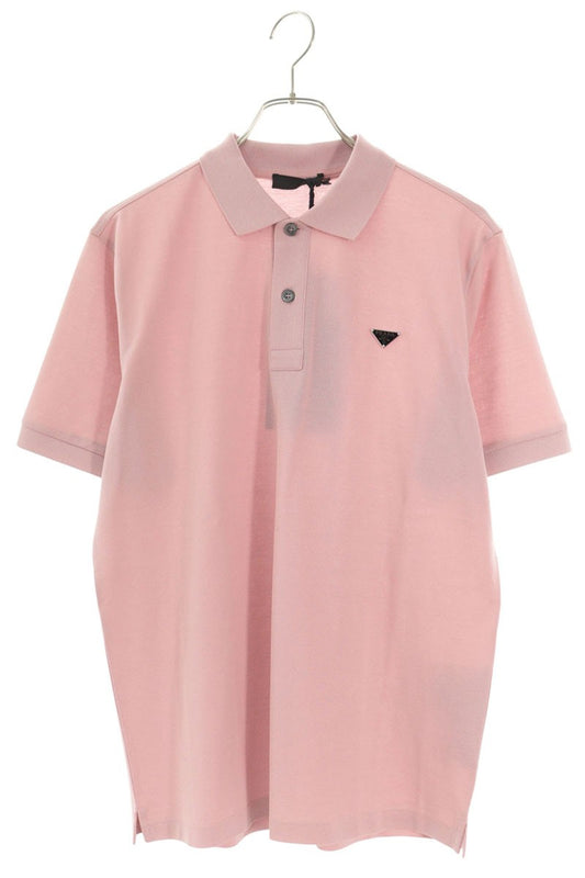 PRADA 26SS Triangle Plate Short Sleeve Polo Size M