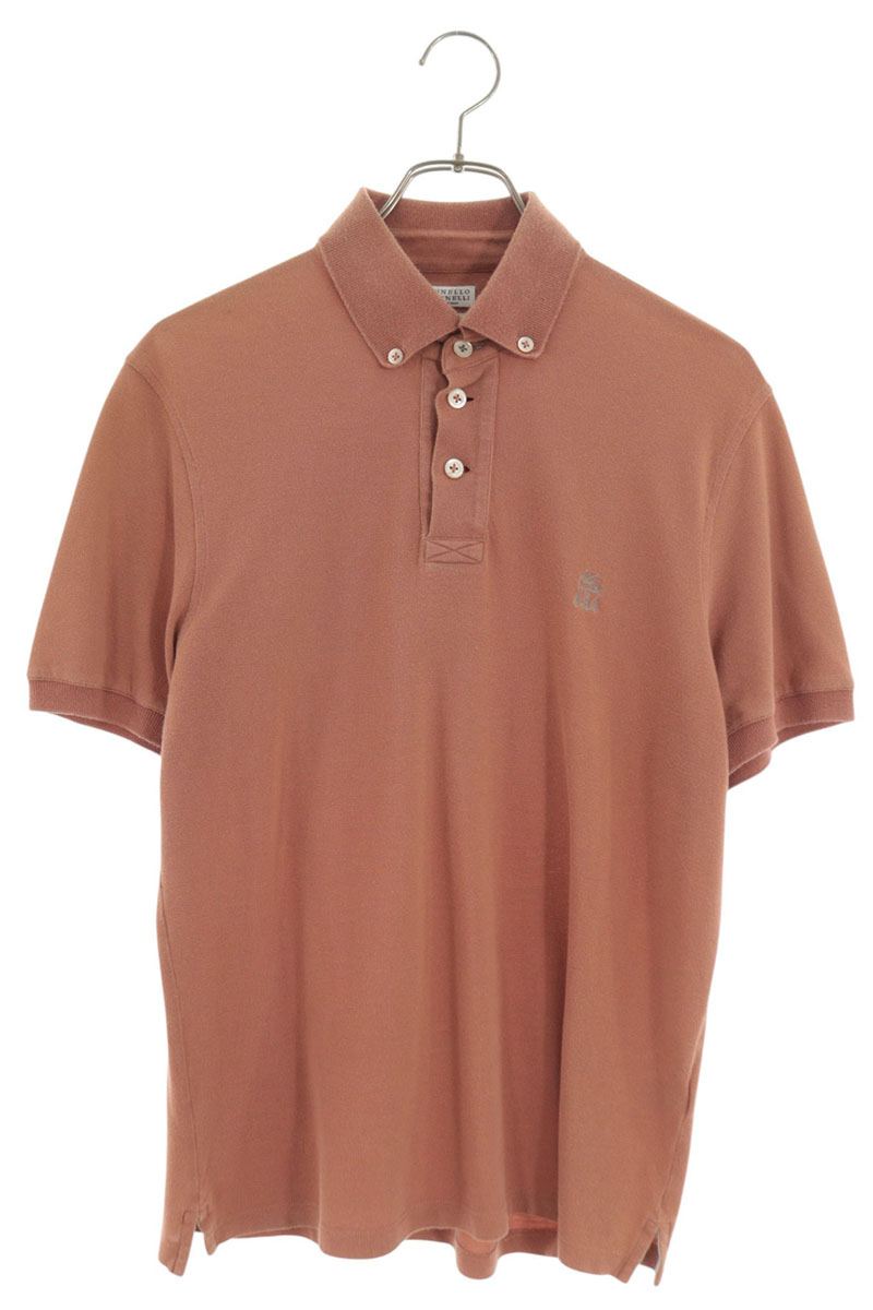BRUNELLO CUCINELLI Chest Embroidered Polo Orange Size M