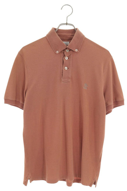 BRUNELLO CUCINELLI Chest Embroidered Polo Orange Size M