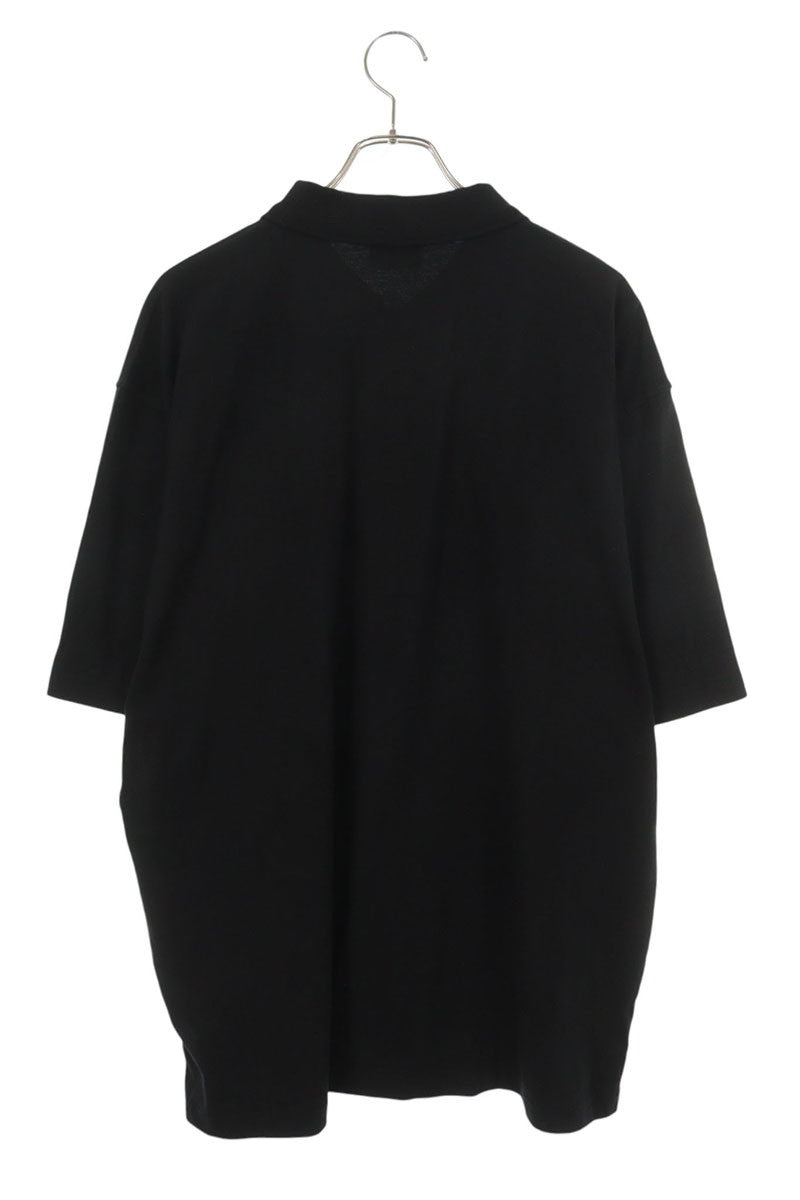 DIESEL Metal Logo Patch Half-Zip Polo Black/Silver Size XL